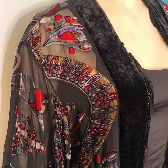 Beaded Boho silk blend, festival boho kimono - Picture 2 of 8